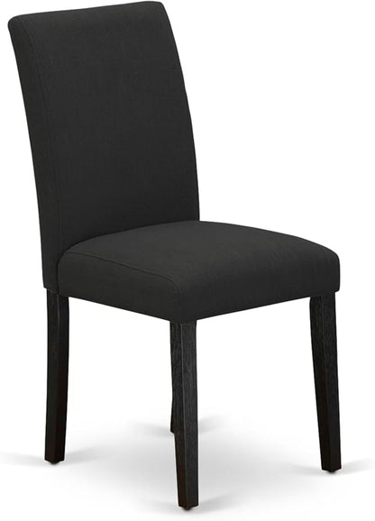 East West Furniture V697AB624-5 5 Piece Dining Table Set Includes a Rectangle Dining Room Table with V-Legs and 4 Black Color Linen Fabric Upholstered Chairs, 40x72 Inch, Multi-Color