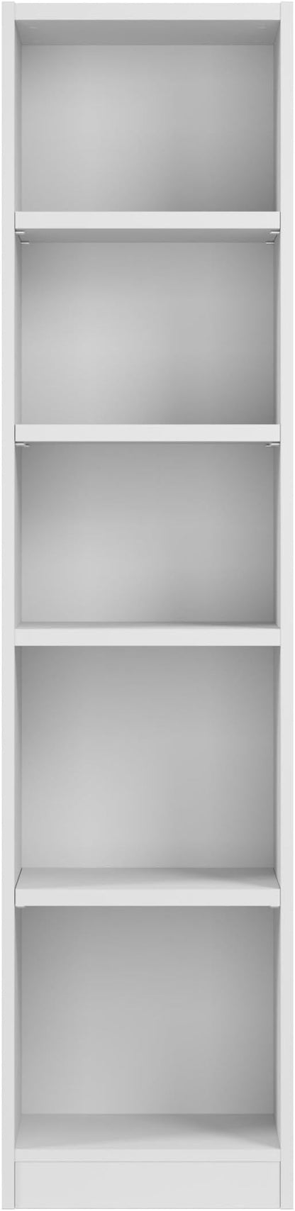 Bush Furniture Universal 17W Narrow 5 Shelf Bookcase in White, Tall Skinny Bookshelf for Home Office Storage or Living Room Organization