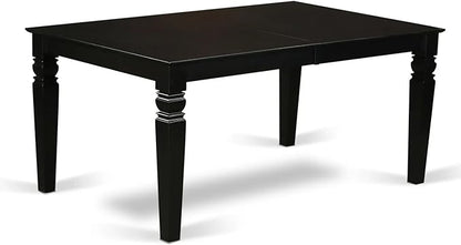 East West Furniture LGAS7-BLK-09 7 Piece Dining Table Set Consists A Wooden Table and 6 Dark Navy Blue Polyester Fabric Modren Dining Chairs with Stylish Back- Black Finish