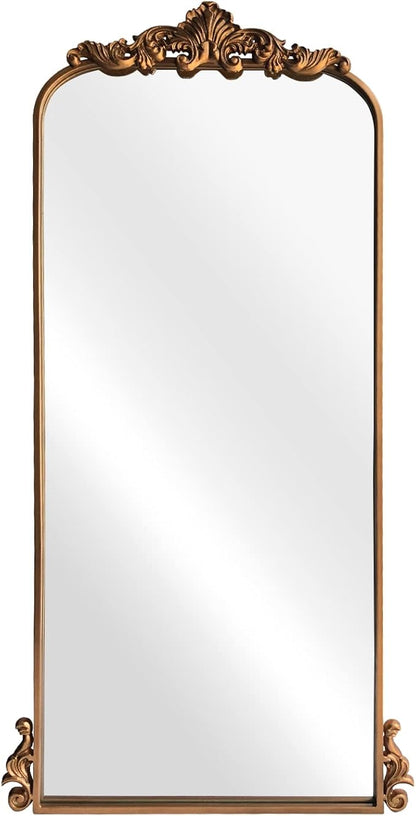 WAMIRRO Arched Mirror,Vintage Black Traditional Vintage Ornate Baroque Mirrors,Antique Brass Mirrors for Entryway/Fireplace/Living Room/Hallway/Bathroom.22“X48“ Gold