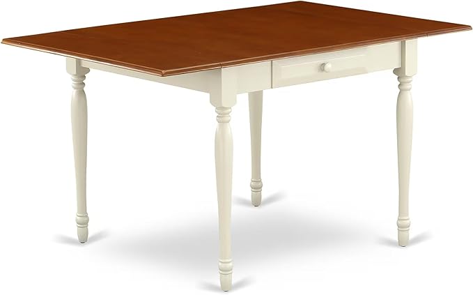 East West Furniture MZCL3-WHI-W 3 Piece Dining Room Table Set Contains a Rectangle Kitchen Table with Dropleaf and 2 Dining Chairs, 36x54 Inch, Buttermilk & Cherry