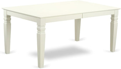 East West Furniture LGIP5-LWH-W 5 Piece Dining Room Table Set Includes a Rectangle Kitchen Table with Butterfly Leaf and 4 Dining Chairs, 42x84 Inch, Linen White
