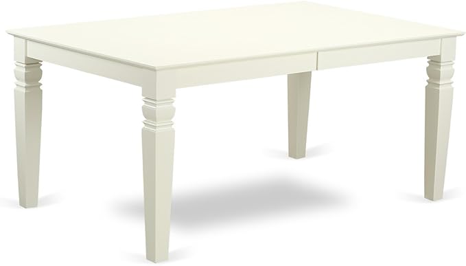 East West Furniture LGGR7-LWH-W 7 Piece Dining Table Set Consist of a Rectangle Dining Room Table with Butterfly Leaf and 6 Wood Seat Chairs, 42x84 Inch, Linen White