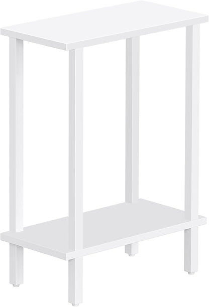 TUTOTAK Small Side Table, Narrow End Table, Set of 2, Skinny Sofa Table, Slim Nightstand, Couch Table, Living Room, Bed Room, White TB01BW0622