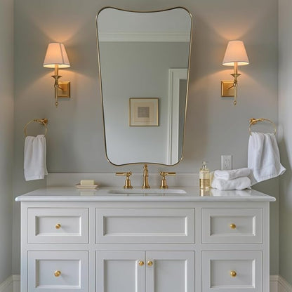 ANDY STAR 24x40 Inch Mirror, Brushed Gold Bathroom Mirror for Over Sink, Large Decorative Wall Mirror with Stainless Steel Frame, Anti-Rust, Italian Luxury Style Home Decor