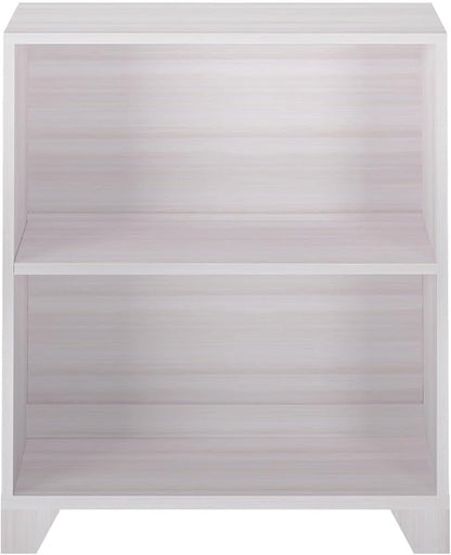 Max & Lily Modern Farmhouse 2-Shelf Bookcase, Solid Wood Bookshelves for Kids Bedroom, White Wash