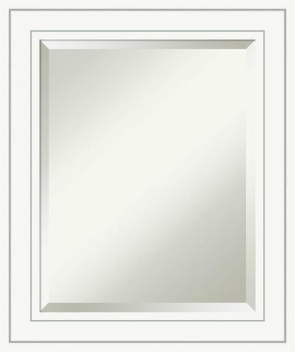 Amanti Art White Bathroom Mirror for Over Sink, 25x21 Craftsman White Rectangle Vanity Mirror, Small Casual Wood Frame, Hangs Horizonally and Vertically, Bathroom Wall Decor, Beveled Edge from WI, USA
