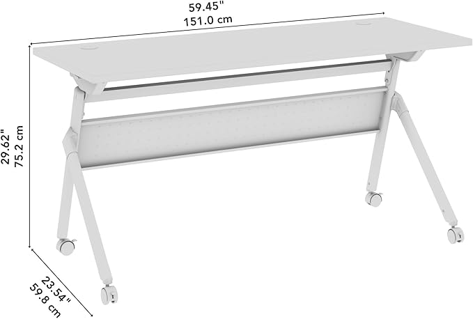 Bush Business Furniture Folding Training Table, 60 inch Desk with Powered Grommets, Commercial-Grade Bundle for Office or Classroom, Envision Collection, Gray