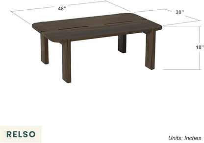 Mocha Coffee Table – Handcrafted Mango Wood Table with Coffee Finish | Large Accent Piece for Living Room, Patio, Entryway, or Office – Durable Centerpeice | Easy Assembly, Mid Century Decor