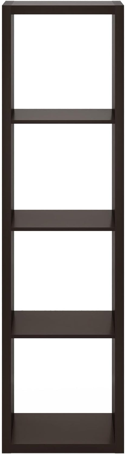 Furinno Cubicle Open Back Decorative Verticle Cube Storage Organizer, 4-Cube, Black Dark Oak