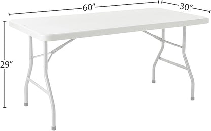 Office Star Resin Multipurpose Rectangle Folding Table for Indoor or Outdoor Use, 5 Feet Light Gray