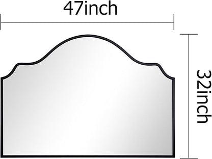 Chende Large Black Mirror, 47'' x 32'' Arched Mirror with Wooden Frame, Modern Decorative Wall Mirror for Living Room, Fireplace, Entryway