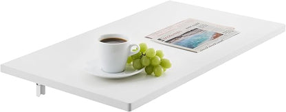 VEVOR Wall Mounted Folding Table, 35.4 x 19.7 inches Wall Mount Table, Floating Desk with Iron Bracket for Small Spaces, Home Office, Dining, Laundry Room, Kitchen, Bar, White