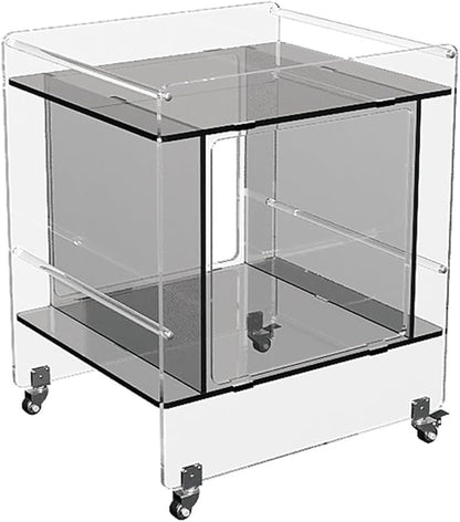 Transparent Acrylic Mobile Side Table with Wheels - Multifunctional Storage & Stylish Home Decor (Grey)
