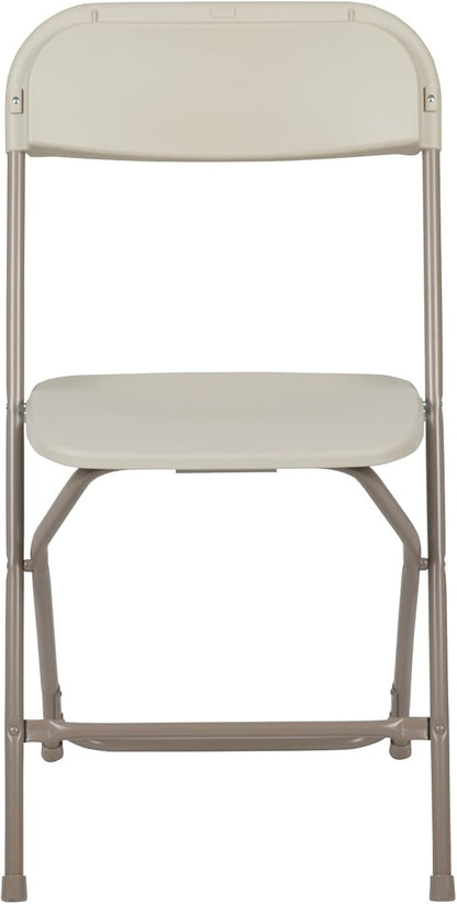 Flash Furniture Hercules Series Plastic Folding Chairs for Parties and Weddings, Stackable Commercial Event Seats, Set of 10, Beige