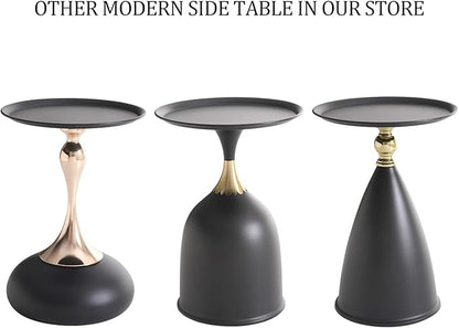 Small Round Pedestal Side Table for Small Spaces, Modern Black Couch End Tables Living Room Corner Drink Table, Unique Circle Metal Accent Martini Tables for Sofa, Recliner, Bedroom