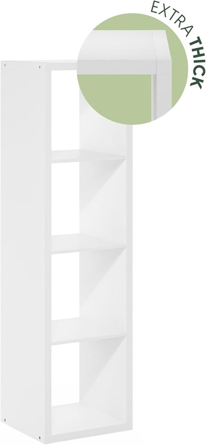 Furinno Cubicle Open Back Decorative Verticle Cube Storage Organizer, 4-Cube, White
