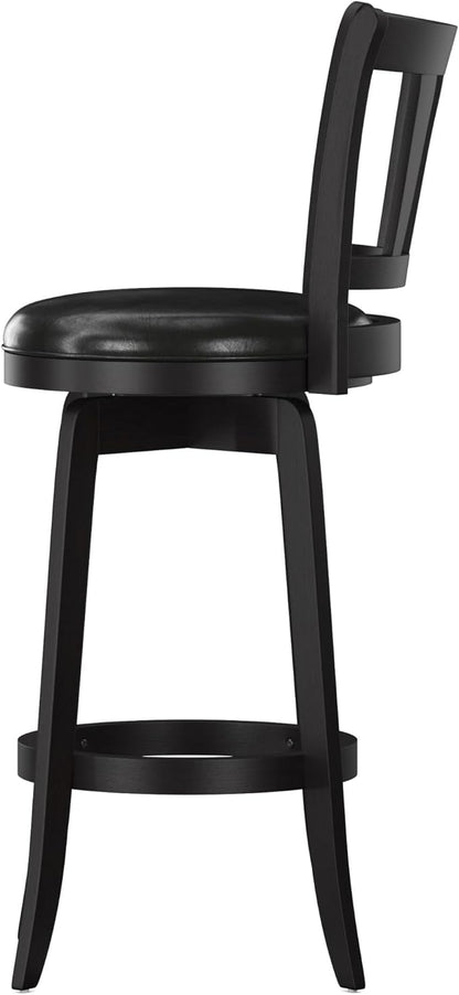 Hillsdale Presque Isle Wood Swivel Stool with Faux Leather Seat, Bar Height, Black