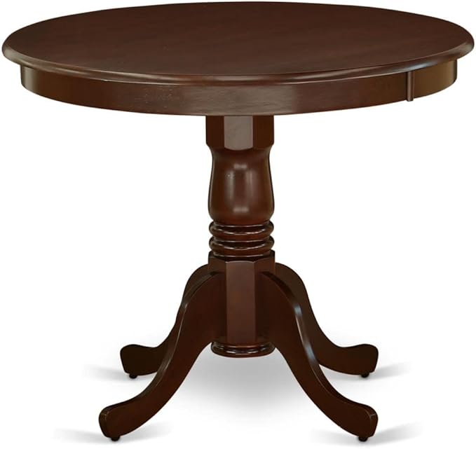 East West Furniture ANCA3-MAH-W 3 Piece Dining Table Set for Small Spaces Contains a Round Kitchen Table with Pedestal and 2 Dining Room Chairs, 36x36 Inch, Mahogany