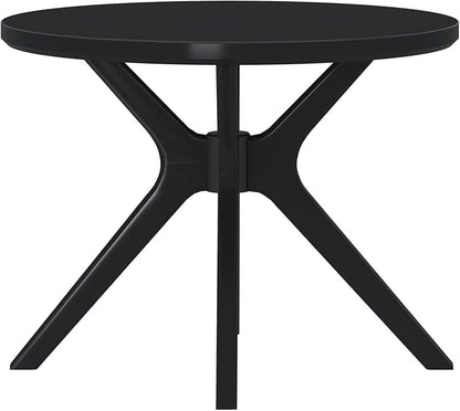 Plank+Beam Verso Round Dining Table, 38 Inch Solid Wood Kitchen & Dining Room Table, Minimalist Table for Dining Room, Kitchen Dinner Table, Black