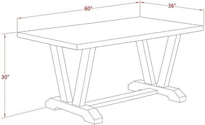 East West Furniture VT096 V-Style Mid-Century Modern Dining Table - a Rectangle Wooden Table Top with Stylish Legs, 36x60 Inch, Multi-Color