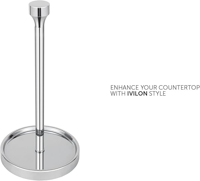 Ivilon Countertop Paper Towel Holder - Modern Bell End Minimalist Design - Color Chrome