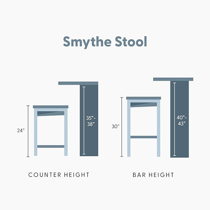 Plank+Beam Smythe Bar Stool, 30", Set of 2, Sturdy Wood Modern Kitchen Bar Height Stool, Saddle Seat Backless Counter Chair, Metal Footrest, Black