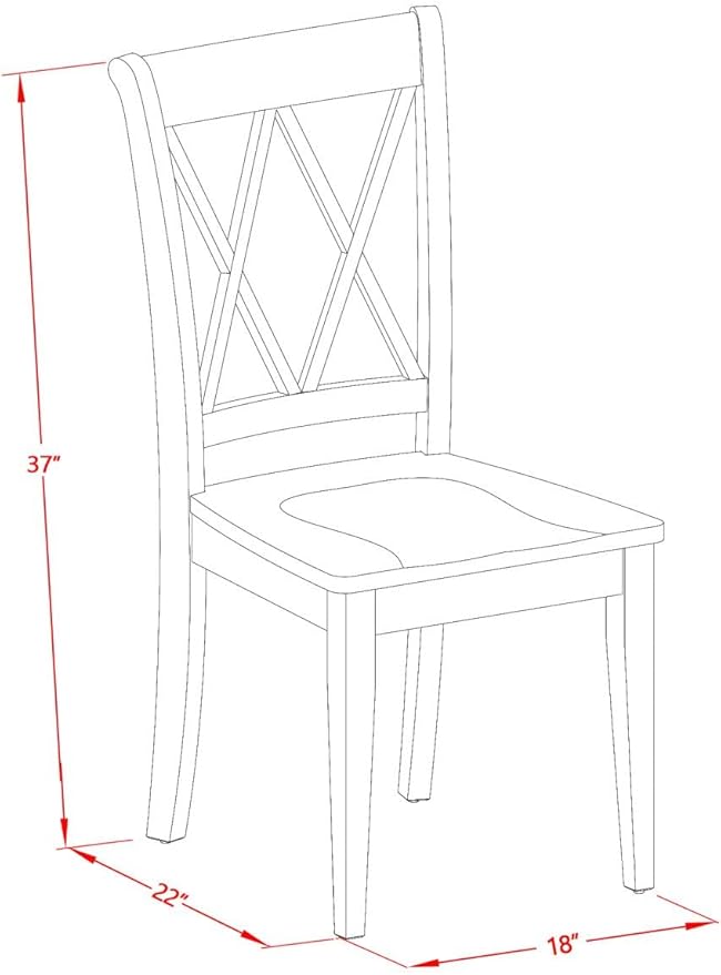 East West Furniture MLCL3-MAH-W 3 Piece Dining Table Set for Small Spaces Contains a Rectangle Dining Room Table with Butterfly Leaf and 2 Wooden Seat Chairs, 36x54 Inch, Mahogany