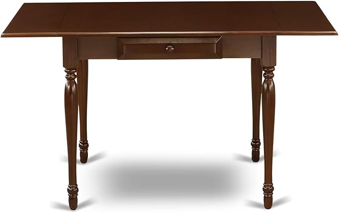 East West Furniture MZNO3-MAH-C 3 Piece Dinette Set for Small Spaces Contains a Rectangle Dining Table with Dropleaf and 2 Linen Fabric Dining Room Chairs, 36x54 Inch, Mahogany
