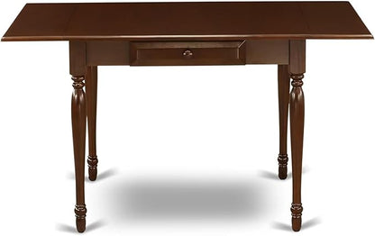 East West Furniture MZDA5-MAH-C 5 Piece Kitchen Table Set for 4 Includes a Rectangle Dining Table with Dropleaf and 4 Linen Fabric Dining Room Chairs, 36x54 Inch, Mahogany