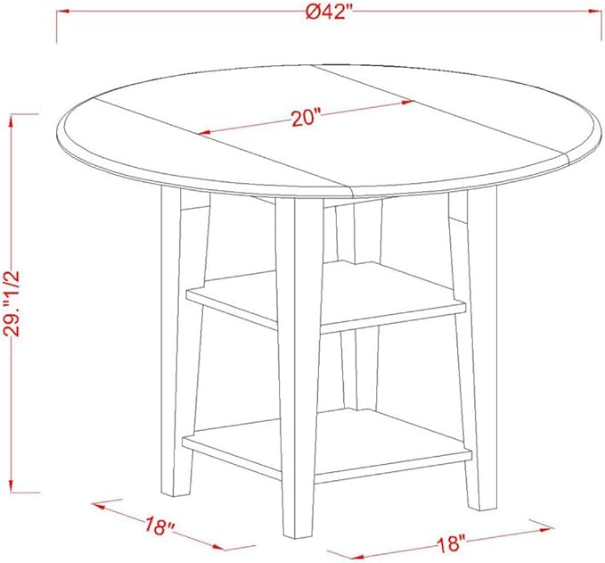 East West Furniture SUPF3-BCH-W 3 Piece Dining Room Furniture Set Contains a Round Kitchen Table with Dropleaf & Shelves and 2 Dining Chairs, 42x42 Inch, Black & Cherry