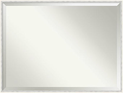 Amanti Art White Bathroom Mirror for Over Sink, 31x41 Paige White Silver Rectangle Vanity Mirror, X-Large Modern Contemporary Wood Frame, Hangs Horizonally and Vertically, Bathroom Wall Decor, Beveled