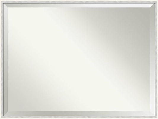 Amanti Art White Bathroom Mirror for Over Sink, 31x41 Paige White Silver Rectangle Vanity Mirror, X-Large Modern Contemporary Wood Frame, Hangs Horizonally and Vertically, Bathroom Wall Decor, Beveled