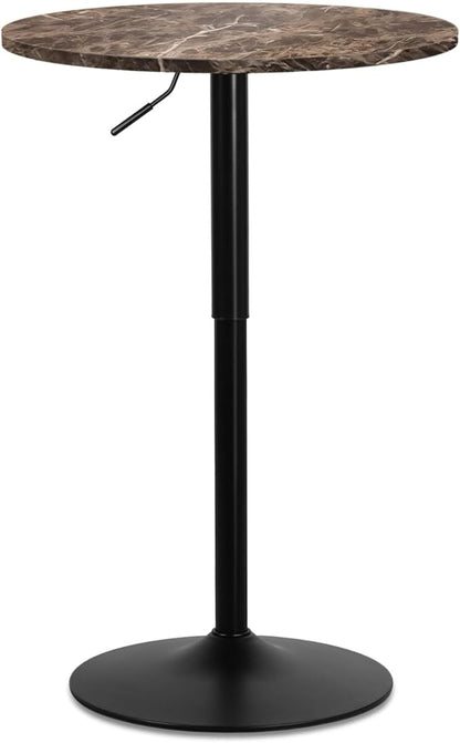 Athena Collection Modern Bar Table Round Top Height Adjustable, Tall Bistro Pub Cocktail Table Height Top and Sturdy Base, Suitable for Home Kitchen Pub Restaurant Outdoor, Brown