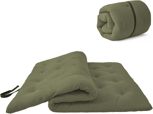 ZonLi Japanese Floor Futon Mattress Twin Size 39"x 80",100% Cotton 2.5'' Thicken Tatami Mattress,Foldable Sleeping Pad,Portable Dormitory Tatami Mat,Roll Up Floor Lounger Bed for Adult (Winter Moss)
