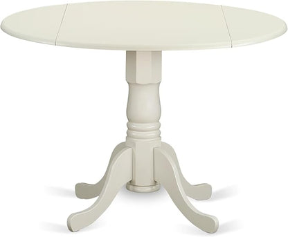 East West Furniture DLAS3-WHI-43 3 Piece Modern Dining Set contain A Wood Dining Table and 2 Willow Green Polyester Fabric Mid Century Chairs, Linen White