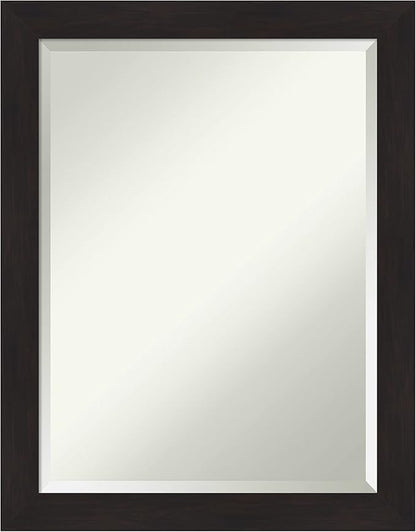 Amanti Art Brown Wall Mirror 28x22 Furniture Espresso Narrow Rectangle Bathroom Mirror for Wall Decor Living Room, Medium Casual Frame, Hangs Horizonally and Vertically, Bathroom Decor, Beveled Edge