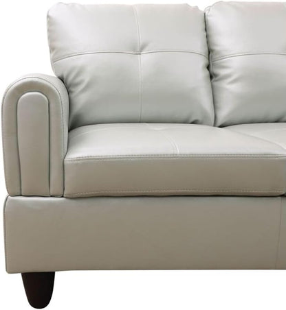 Silver Green L-Shaped 3-Piece Faux Leather Sofa with Storage Ottoman Set, Sectional Couch Sofa Set for Living Room, Office, Small Space