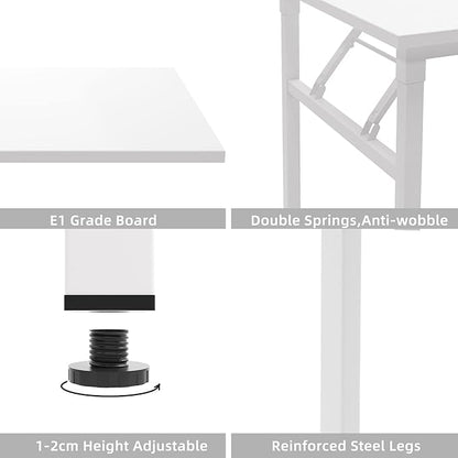 DlandHome Reversible L-Shaped Desk Large Corner Desk Folding Table Computer Desk Home Office Table Computer Workstation, White DND-ND11-WW