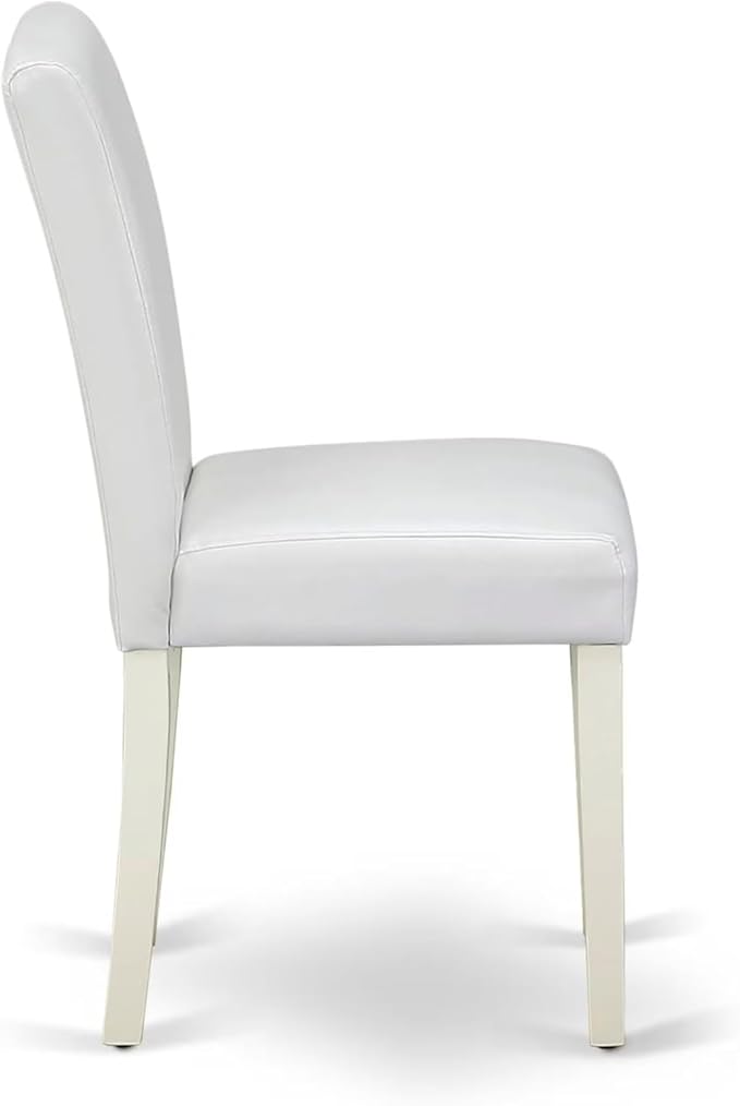 East West Furniture VAAB9-LWH-64 9 Piece Modern Dining Table Set Includes an Oval Wooden Table with Butterfly Leaf and 8 White Faux Leather Parson Dining Chairs, 40x76 Inch, Linen White