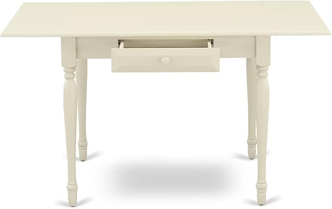 East West Furniture MZBA5-LWH-01 5 Piece Dinette Set Includes a Rectangle Dining Room Table with Dropleaf and 4 Cream Linen Fabric Upholstered Parson Chairs, 36x54 Inch, Linen White