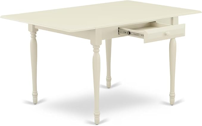 East West Furniture MZCL5-LWH-W 5 Piece Dinette Set for 4 Includes a Rectangle Dining Room Table with Dropleaf and 4 Dining Chairs, 36x54 Inch, Linen White