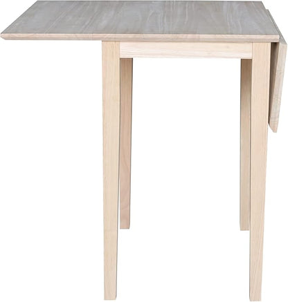 Solid Wood Small Drop Leaf Dining Table in Sturdy Parawood, Dual Drop Leaf Table with 9" Drop Leaf on Each Side, 36"W x 22"D x 29"H, Floor to Apron 26.5 Inches, Easy Assembly, Unfinished