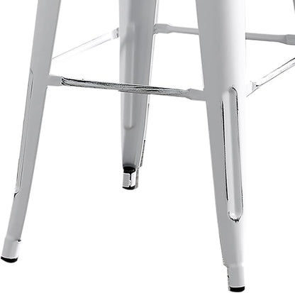 AC Pacific Modern Metal Barstool Set of 2 – Country Rustic Style with Low Back, Lightweight & Sturdy Build, Easy Assembly –, 30" Seat, Distressed White