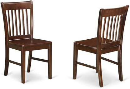 East West Furniture MZNO3-MAH-W 3 Piece Dining Set Contains a Rectangle Dining Room Table with Dropleaf and 2 Wood Seat Chairs, 36x54 Inch, Mahogany