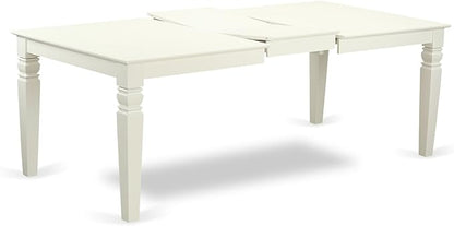 East West Furniture LGCL5-LWH-C 5 Piece Kitchen Table & Chairs Set Includes a Rectangle Dining Table with Butterfly Leaf and 4 Linen Fabric Dining Room Chairs, 42x84 Inch, Linen White