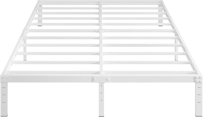12 Inch White Full Size Bed Frame, Heavy Duty Bed Frame Full Size Mattress Foundation, No Box Spring Needed, Easy Assembly, Noise-Free