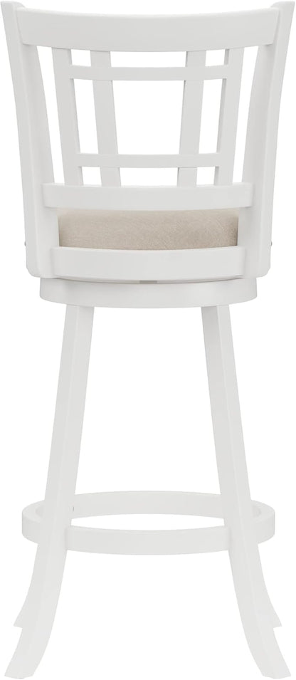 Hillsdale Fairfox Swivel Stool with Rectangular Lattice Back, Bar Height, White