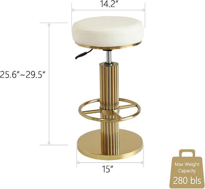 FUNROLUX Bar Stools Counter Height Bar Stools Modern Adjustable Swivel Counter Height Chairs Backless Counter Stools with Metal Legs for Kitchen Island Dining Room (White)