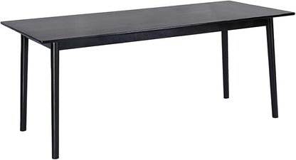 DELAVIN 70.8" Large Solid Wood Dining Table for 6-8 People, Mid Century Modern Rectangular Oak Kitchen Table, Farmhouse Dining Room Table, Easy Assembly, Black